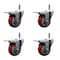Service Caster 4'' Red Polyurethane Swivel 7/16'' Stem Caster Set with Total Lock Brake, 4PK SCC-GRTTL20S414-PPUB-RED-716138-4 - alternate 1